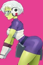 ass ass_focus bitch bubble_butt cheelai curvaceous curves curvy_body curvy_female curvy_figure curvy_hips curvy_thighs dat_ass dragon_ball dragon_ball_(series) dragon_ball_super female female_only flytrapxx green_skin medium_breasts scouter short_hair tagme tight_clothing tinted_eyewear white_hair