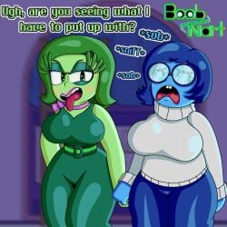 2girls alternate_version_available big_ass big_breasts blue_body blue_eyes blue_hair blue_skin boobnart breasts buckteeth chubby chubby_female crying curvy dialogue disgust_(inside_out) duo duo_focus english_text fully_clothed glasses green_body green_eyes green_hair green_skin hand_holding holding_hands inside_out inside_out_2 large_ass large_breasts looking_at_viewer onomatopoeia pixar sadness_(inside_out) self_upload short_hair standing suggestive talking_to_viewer tears teeth text thick thick_thighs tongue tongue_out