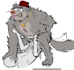 2boys anal anal_sex anon anthro blood canid canine canis cum duo fluffy furry gay gravity_falls grey_body grey_fur grunkle_stan male male_only mammal pisstoaster stanley_pines tagme tail werewolf wolf yaoi