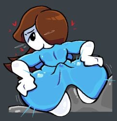 ass_job blue_dress brown_hair buttjob clothed_female clothed_sex hands_on_ass heart hearts_around_head jjoyplus let_me_explain_studios rebecca_parham white_body white_skin youtube youtuber