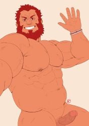 balls bara beard boner erection facial_hair fate_(series) iskandar_(fate) male male_only muscles muscular nude penis solo solo_male topi5356