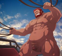 balls bara beard censored_penis facial_hair fate_(series) flaccid iskandar_(fate) magumataishi male male_only muscles muscular nude penis solo solo_male