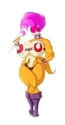 2013 big_breasts bigdad blue_eyes breasts cleavage fan_character female female_only hand_on_hip high_heel_boots koopa looking_at_viewer mandy_koopa mario_(series) nintendo original original_character pink_eyeshadow pink_hair pink_lips pink_lipstick shell_bikini short_hair thick_thighs thighs white_background wide_hips