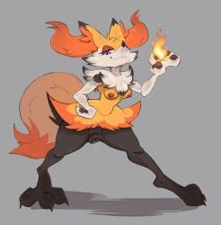 black_fur braixen canine canine_genitalia canine_pussy female female_focus female_only looking_at_viewer pokemon pokemon_(species) red_fur sherlunsfw solo solo_focus solo_male three_tone_fur white_fur yellow_fur