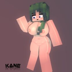 1girls 3d aimee_(kaneefox) blue_eyes breasts erect_nipples female green_hair horny_female kaneefox looking_at_viewer mine-imator minecraft nude_female outside tagme wet_pussy zombie_girl