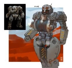 2023 atlas_(battlemech) battlemech battletech big_breasts boob_window cleavage female machine mech mecha mechagirl mechwarrior ony01 robot skull skull_head tagme vehicle