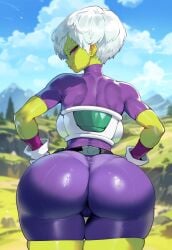 ai_generated cheelai creamy_ai curves curvy curvy_body dragon_ball dragon_ball_(series) dragon_ball_super female female_only green_skin purple_eyes short_female short_girl short_hair smaller_female tagme voluptuous_female white_hair wide_hips