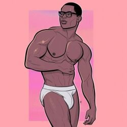 african african_male big_bulge briefs bulge dark-skinned_male dark_skin glass huge_bulge male male_only melanin muscles muscular muscular_male shirtless_male studsketch underwear underwear_only