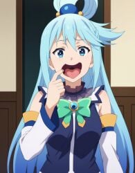 1girls ai_generated aqua_(konosuba) big_breasts blowjob blue_eyes blue_hair cum_in_mouth deepthroat enormous_penis faceless_male facial fellatio female female_only finger_in_mouth finger_in_own_mouth harigane_mental kono_subarashii_sekai_ni_shukufuku_wo! long_hair mosaic_censoring mouth_pull naughty_face oral oral_sex penis_in_mouth penis_on_face penis_out pov pov_blowjob pov_eye_contact purple_eyes school_uniform solo sucking_penis swallowing swallowing_cum swallowing_penis_while_deepthroat