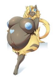 aurora_(nbanoob) big_breasts breasts cleavage female furry huge_breasts hyper_pregnancy kiwipotato nipples pokemon pokemon_(species) pregnant ready_to_pop thick_thighs wide_hips zeraora