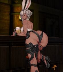 1futa 2024 animal_ears ass back back_view backsack balls bar barstool big_ass big_breasts big_penis bunny_ears bunny_girl clothed clothing dark-skinned_futanari erection final_fantasy futa_only futanari high_heels huge_ass huge_cock humanoid humanoid_penis kemonomimi looking_back partially_clothed penis solo solo_futa standing thick_thighs viera wide_hips ztyoho