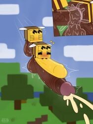 absurd_res anal anus balls bee_(minecraft) big_balls big_penis blush bodily_fluids cum duo excessive_genital_fluids excessive_precum feral from_behind_position genital_fluids genitals hi_res huge_balls huge_cock hyper hyper_genitalia hyper_penis male male/male male_penetrated male_penetrating male_penetrating_male microsoft minecraft mojang penetration penis precum r0b0t sex sweat xbox_game_studios