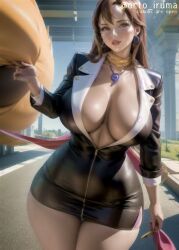 ace_attorney ai_generated ass_bigger_than_head big_ass big_breasts breasts_bigger_than_head cleavage curvaceous curvy curvy_figure female gyakuten_saiban hourglass_figure huge_areolae huge_ass huge_breasts huge_thighs human jewelry large_breasts mia_fey octo_iruma skirt smile solo tall tall_female thick_thighs voluptuous wide_hips