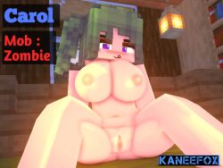 1girls 3d anus big_breasts carol_(kaneefox) character_sheet erect_nipples female green_hair horny_female kaneefox looking_at_viewer mine-imator minecraft nude_female outside purple_eyes smile solo solo_female spread_legs tagme wet_pussy zombie_girl