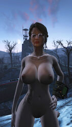 1girls 2020 3d areolae bethesda_softworks big_breasts breasts fallout fallout_4 female female_only night nipples no_artist no_artist_signature no_source solo source_request