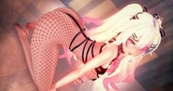 1girls 3d ass bed big_ass big_breasts black_nails blonde_hair breasts deluxe_rosie doggy_style_position female female_only fishnet_bodysuit fishnet_clothing fishnets indie_virtual_youtuber leaning_forward light-skinned_female light_skin multicolored_hair on_bed on_knees pasties pink_eyes pink_hair revealing_clothes ribbon solo solo_female suko_(vtuber) teasing thin_waist tongue tongue_out twintails virtual_youtuber