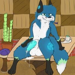 1:1 absurd_res animal_genitalia animal_penis balls big_balls big_penis blue_body blue_fur bodily_fluids bread breakfast canid canine canine_genitalia canine_penis cum cum_drip cum_on_penis cum_pooling dripping ejaculation feral food fox fur fur_markings furniture genital_fluids genitals glowing glowing_genitalia glowing_penis hi_res hot_drink huge_balls knot_in_sheath looking_at_viewer male mammal markings musky_balls paws penis plant plant_pot potted_plant sheath sitting smug smug_face solo stool sugar_cane sweat sweaty_balls sweaty_genitalia sweaty_penis tail texiefox toast true_fox zatch_(sirfox)
