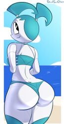 1girls ass big_ass bikini bubble_butt dat_ass davidsanchan fat_ass female female_only huge_ass jenny_wakeman large_ass looking_at_viewer looking_back my_life_as_a_teenage_robot png robot robot_girl smile solo swimsuit thick_ass thick_thighs wide_hips xj-9