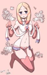 1girls 2017 alternate_costume alternate_outfit blonde_hair cosplay dated female female_only flat_chest game_freak human human_only impossible_clothes jewelry lamb-oic029 long_hair looking_at_viewer matsurika_(pokemon) mina_(pokemon) nintendo panties pink_theme pokemon pokemon_(cosplay) pokemon_sm pokemon_xy revealing_clothes ribbon solo solo_female sylveon_(cosplay) trial_captain underwear