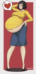 1girls atlus brown_hair female female_only huge_belly large_breasts mature_female outie_navel persona persona_5 pregnant ready_to_pop sadayo_kawakami sega solo swollen_belly teacher yukinohi