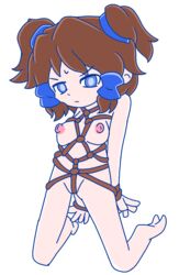 bethany_(the_binding_of_isaac) blue_eyes bondage brown_hair colored edit female the_binding_of_isaac twintails