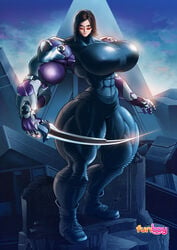 1girls 2010s alita anatomical_nonsense battle_angel_alita breast_expansion breasts cyborg female female_only funboy hyper_breasts hyper_thighs light-skinned_female light_skin muscle_fetish muscle_growth muscles muscular muscular_female muscular_thighs small_head thunder_thighs