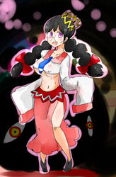 1girls bare_midriff black_hair bow breasts crown dark_matter fairy female glasses kirby_(series) kirby_64 kirby_64:_the_crystal_shards legs long_hair long_sleeves looking_at_viewer navel nintendo nipple_bulge nipples_visible_through_clothing purple_eyes queen_ripple shiny shiny_skin standing thighs twintails underboob unknown_artist