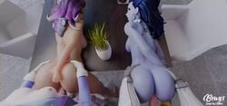 2futas 2girls 3d alternate_breast_size alternate_costume animated asian ass ass_jiggle back bent_over bewyx big_ass big_butt blender blizzard_entertainment blue_skin bouncing_ass breasts brown_skin bubble_ass bubble_butt completely_nude cote_d'azur_widowmaker d.va dark-skinned_female dark_hair dark_skin dickgirl female from_behind futa_on_female futa_with_female futanari intersex intersex/female jiggle large_breasts latina long_hair medium_breasts nude overwatch purple_skin sex shorter_than_30_seconds sombra sound standing standing_doggy_style tracer video video_games volkor wide_hips widowmaker