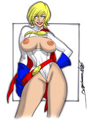 00s 1girls 2000s 2006 blonde_hair blue_eyes breasts breasts_out colored daikon_(artist) dc dc_comics female female_only kara_zor-l karen_starr power_girl powerbook125 solo tagme