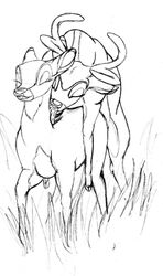 1boy 1girls bambi_(character) bambi_(film) cervine deer disney doe faline female feral licking male monochrome no_humans rough_sketch sex sketch stag straight