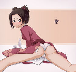 ass blush brown_hair fuu japanese_clothes klaus_reinbach_iii panties pantyshot samurai_champloo underwear wedgie