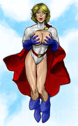 1girls adam_hughes areolae big_breasts blonde_hair blue_eyes boob_window breasts breasts_out cleavage_cutout colored dc dc_comics female female_only kara_zor-l karen_starr nipples power_girl powerbook125 solo superman_(series) tagme