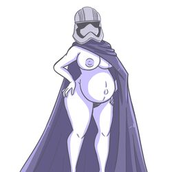 belly big_belly breasts captain_phasma female helmet nipples pregnant ready_to_pop slickpens star_wars