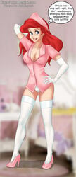 1girls ariel ariel_(the_little_mermaid) breasts bust busty cleavage clothed clothing disney disney_princess drawnthatwayxx elbow_gloves enchantedhentai.com english english_text erect_nipples female female_only gloves high_heels long_hair nipple_bulge nurse nurse_cap nurse_uniform panties pokies red_hair speech_bubble standing stockings text the_little_mermaid the_little_mermaid_(1989_film) thought thought_bubble voluptuous watermark white_panties