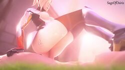 1boy 1girls 3d animated areolae ass big_penis blender blonde_hair bouncing_ass bouncing_breasts breasts female male mercy nipples no_sound overwatch pale-skinned_female pale-skinned_male pale_skin reverse_cowgirl_position sageofosiris sex straight thighhighs video