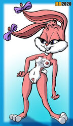 anthro babs_bunny breasts female fur hair_bows hentai_boy lagomorph leporid mammal nude pink_body pink_fur pussy rabbit tiny_toon_adventures warner_brothers