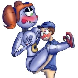 1boy 1boy1girl 1girls baby_(fnafsl) big_breasts breasts circus_baby circus_baby_(fnaf) female five_nights_at_freddy's green_eyes large_breasts nightguard penis sex sister_location twintails visible_nipples