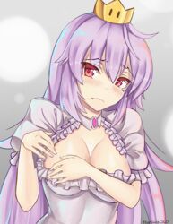 1girls bad_censor big_breasts boosette censored covered_nipples covering kaptivate mario_(series) new_super_mario_bros._u_deluxe nintendo purple_hair super_crown