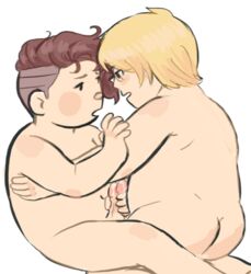 2boys chibi chubby cum cute danganronpa danganronpa_2:_goodbye_despair fat gay handjob leaking_cum penis penis_grab smooth_skin teruteru_hanamura ultimate_imposter yaoi