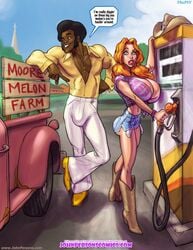 1boy 1girls ambiguous_ending cow_girl coxville_stories dark-skinned_male dark_skin female funny high_heel_boots high_heels imminent_sex interracial john_persons male misunderstanding principal_long racial_fetishizing red_hair theofficialpit