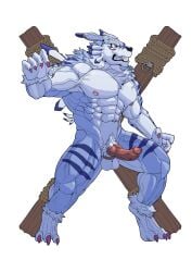 abs absurd_res animal_genitalia animal_penis anthro balls bandai_namco biceps canid canine canine_genitalia canine_penis digimon digimon_(species) fur genitals hi_res male mammal muscular muscular_anthro muscular_male nipples nude pecs penis solo vein veiny_muscles veiny_penis weregarurumon yahuiasiahao520