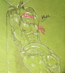2026 abs anthro balls big_balls big_penis bodily_fluids colored dialogue erection genitals glans graphite_(artwork) half-erect hi_res huge_balls huge_penis humanoid_genitalia humanoid_penis male muscular muscular_anthro muscular_male navel nipples nude pecs penis punching_bag raphael_(tmnt) reptile restricted_palette scalie scrotum_flap solo sweat teenage_mutant_ninja_turtles traditional_media_(artwork) turtle utx-shapeshifter vein veiny_balls veiny_penis