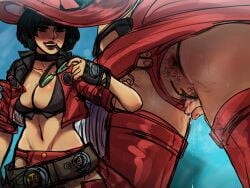 1girls 2d 2d_(artwork) ass big_breasts blush_lines breasts butt cleavage dripping_pussy female female_pubic_hair fingerless_gloves glasses guilty_gear guilty_gear_strive hat i-no legwear notsuitableforwater panties_aside pinup pubic_hair pussy short_jacket small_jacket solo solo_female sweat vagina wet_pussy
