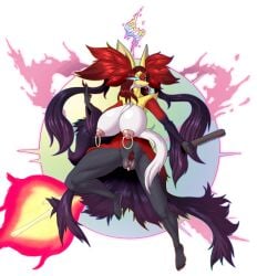 absurd_res action_pose alpha_channel anthro areola athletic athletic_anthro athletic_female big_breasts big_vulva biped breasts clitoral_hood clitoris clitoris_piercing colored delphox digital_media_(artwork) elemental_manipulation feet female female_anthro fingernails fire fire_manipulation generation_9_pokemon genital_piercing genitals glistening glistening_genitalia glistening_vulva glowing glowing_eyes hi_res huge_breasts humanoid_feet humanoid_hands long_inner_ear_fluff looking_at_viewer mega_delphox mega_evolution mega_stone nails nintendo nipple_dip nipple_piercing nipple_ring nipples nude nude_anthro nude_female piercing plantigrade plump_labia pokemon pokemon_(species) pokemorph pose pseudo_clothing ring_piercing sagging_breasts shaded solo tanukiarts toenails toes vulva