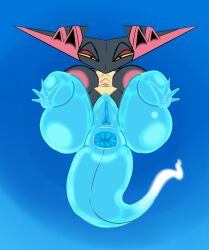 2026 4_toes 4chan_anon absurd_res anthro anthrofied anus archived_source areola bedroom_eyes big_breasts big_butt blue_background blue_body breasts butt digital_drawing_(artwork) digital_media_(artwork) dragapult feet female female_anthro full-length_portrait generation_8_pokemon genitals grey_body hi_res looking_at_viewer markings multicolored_body narrowed_eyes nintendo no_sclera nude nude_anthro nude_female pink_areola plump_labia pokemon pokemon_(species) pokemorph portrait presenting presenting_anus presenting_hindquarters presenting_vulva pupils red_body seductive shortstack shortstack_female simple_background solo tail tail_anus tan_body thick_thighs toes unknown_artist vulva yellow_eyes
