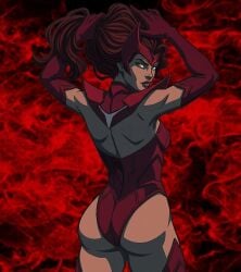 1girls 2d 2d_(artwork) ass ass_focus backside brown_hair butt butt_focus curvy curvy_figure digital_drawing_(artwork) digital_media_(artwork) female_only latex looking_back marvel marvel_comics marvel_rivals pulling_hair red_latex scarlet_witch scarlet_witch_(marvel_rivals) scarlet_witch_(witch_of_the_evil_eye) thick_thighs wanda_maximoff webart20