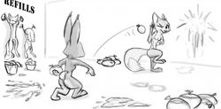 2019 anthro ass balloon black_and_white bluedouble bodily_fluids bound breasts bucket canid canine cum cum_drip cum_on_wall cum_pool disney dripping excessive_cum female fox genital_fluids greyscale group holding_object humor inside jack_savage judy_hopps lagomorph leporid male mammal monochrome nick_wilde nude one_eye_closed penis rabbit red_fox scut_tail skye_(zootopia) small_breasts submissive submissive_male zootopia