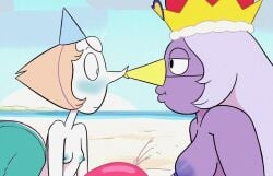 1girls accurate_art_style amethyst_(steven_universe) areolae blue_areola blue_nipples blush breasts cartoon_network colored_nipples edit female_only gem_(species) nipples no_bra nude nude_female pearl_(steven_universe) purple_areola purple_body purple_nipples purple_skin screencap screenshot screenshot_edit steven_universe su_edits yuri