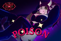 anthro balls bodysuit hazbin_hotel latex lust male male_only muscular muscular_anthro muscular_male pecs poison smile violet_raven