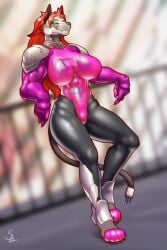 anthro female genitals glowing glowing_eyes hi_res joints machine muscular muscular_female nariikhan nude robot robot_anthro robotic robotization solo translucent translucent_body vulva